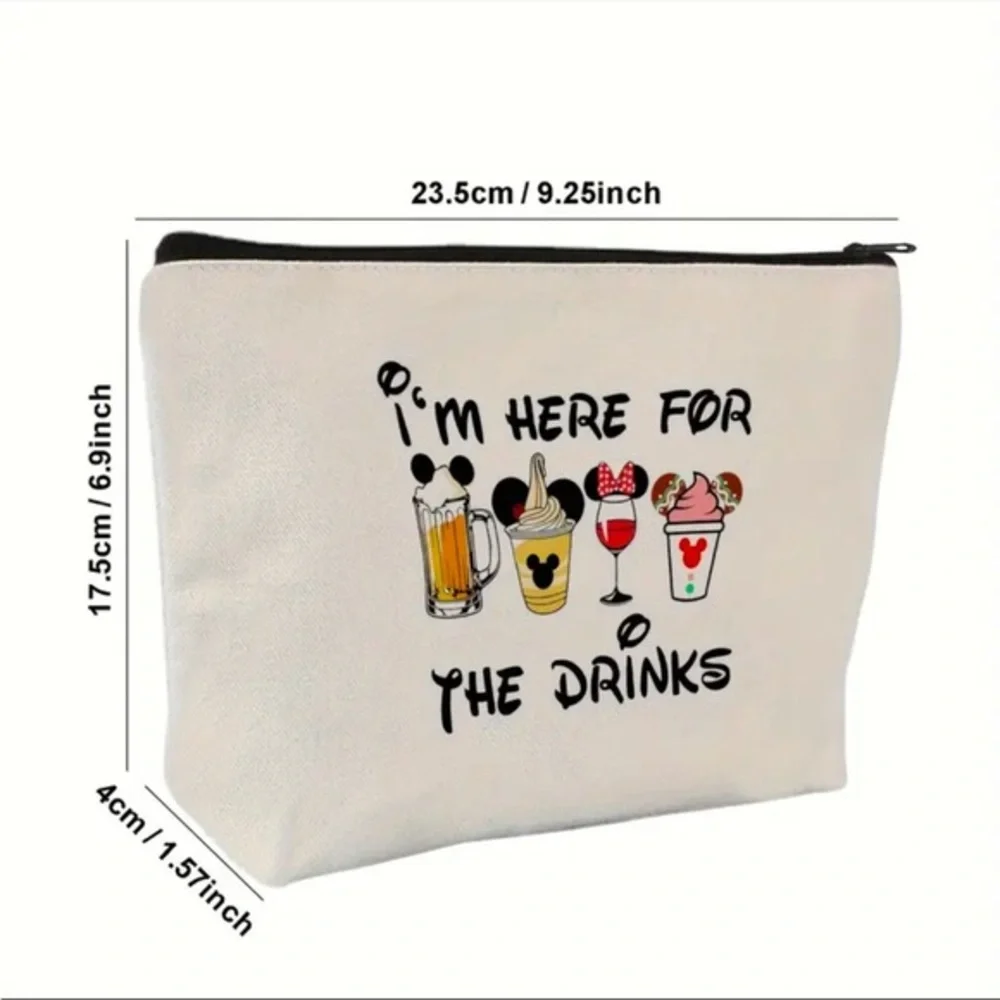 I’m Here for the Drinks Cosmetic Makeup Travel Bag NWT